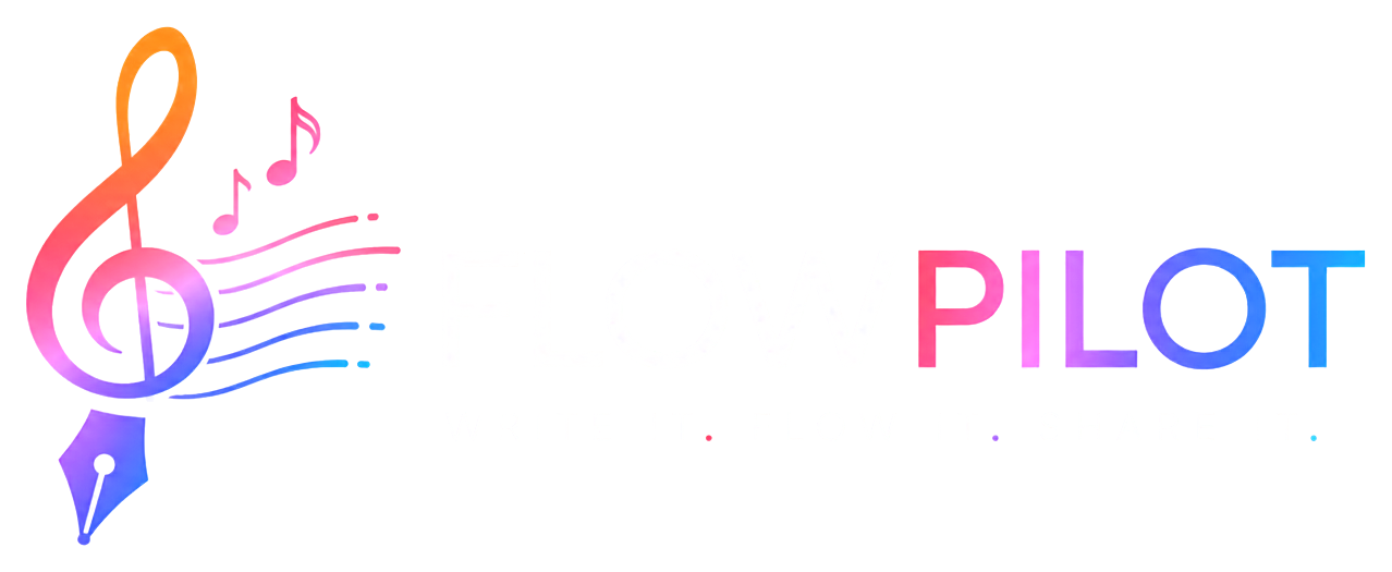 FlowPilot logo, Write it. Flow it. Share it.